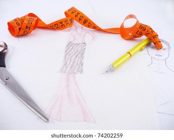 Work Table Of A Fashion Designer