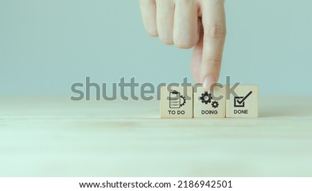 Work tracking concept; TO DO, DOING, DONE. Kanban board tools for effective team management. Agile project management tool to help visualize work, limit work-in-progress, and maximize efficiency.  Foto stock © 
