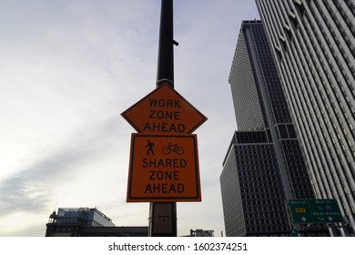 Work Zone Ahead And Work Signs