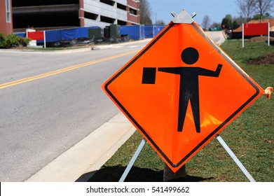 No Thru Traffic Orange Road Street Area Work Zone Safety Signs Plastic Sign