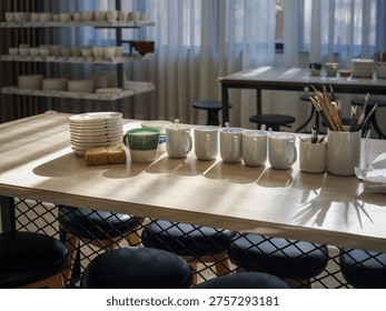 Workbench Setup in a Pottery Studio