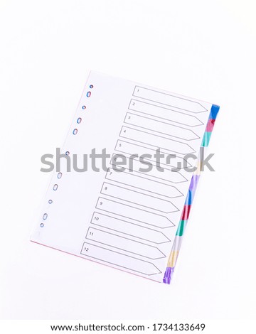 Workbook, catalog, documents on white isolated background.
