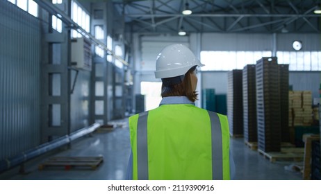 Worker Checking Factory Warehouse Inspecting Shipment Process Analysing Delivery. Woman Storage Supervisor Managing Pallets Sort Focusing On Work Thinking. Shipping Workplace Occupation Concept