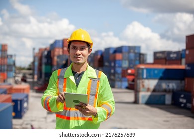 Worker Containers Cargo Inspector Working Cargo Stock Photo 2176257639 ...