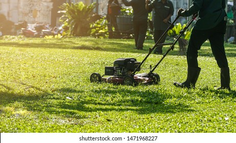 Worker Cutting Grass Public Park By Stock Photo 1471968227 | Shutterstock