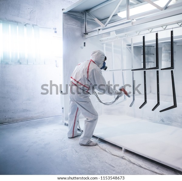 Worker Factory Paints Metal Details Gun Stockfoto 1153548673 Shutterstock