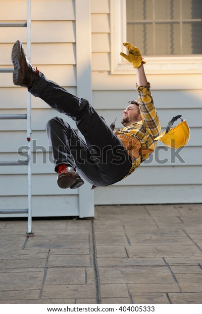 Worker Falling Ladder Onto Floor Stock Photo (Edit Now) 404005333