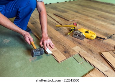 Worker Install The Laminate Floor