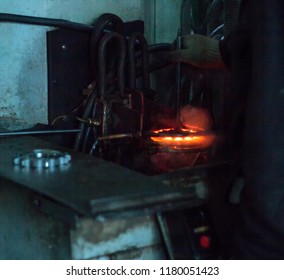 Worker Makes Hardening Heat Treatment Metal Stock Photo 1180051423 ...