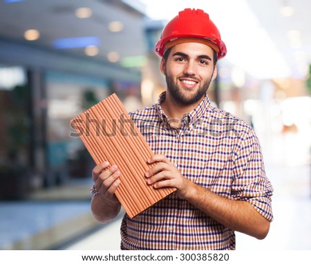 worker man with brick
