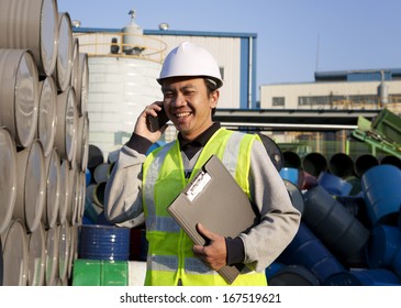 Worker Man Communication Via Phone