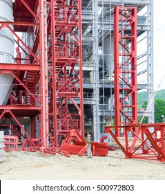 Worker millwright industrial construction makes accounting metal parts