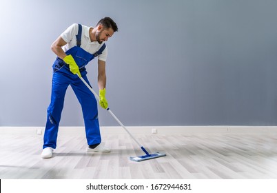 Worker Mopping Floor Mop Office Stock Photo (Edit Now) 1666786069