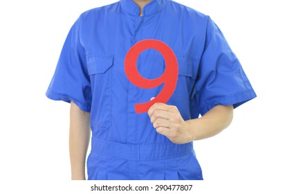 Worker with a number