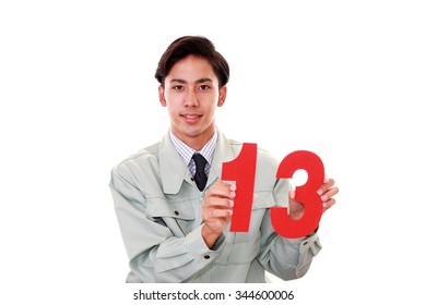 Worker with a number