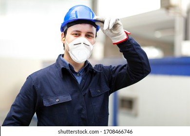 Worker Portrait Wearing A Mask, Coronavirus Concept