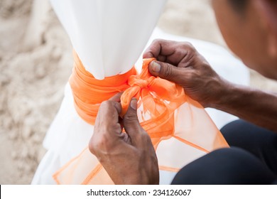 A worker preparing for the wedding.