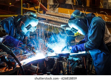 worker with protective mask welding metal  (welding, welder, steel) - Shutterstock ID 626818859