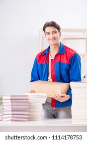 Worker In Publishing House Preparing Book Order