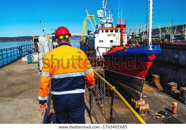 Worker Ship Repair Plant Repairing Ship Stock Photo (Edit Now) 1763401685