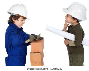 Worker and supervisor a over white background - Powered by Shutterstock