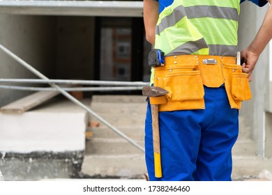 Worker With A Tool Belt Close Up Image