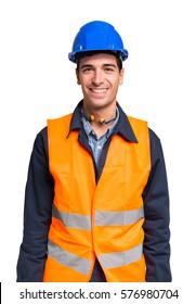 Worker Wearing An High Visibility Vest