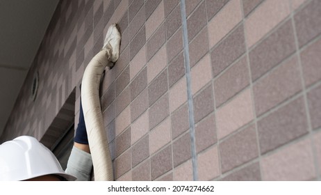 9 Plumbing Air Gap Images Stock Photos Vectors Shutterstock   Worker Who Inspects Outdoor Unit 260nw 2074274662 