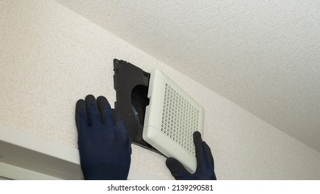 A Worker Who Inspects The Ventilation Duct.