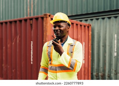 A worker working at container , Man worker managing the import and export container.