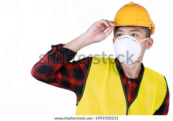 Download Worker Yellow Helmet Mask Isolated On Stock Photo Edit Now 1491920531 PSD Mockup Templates