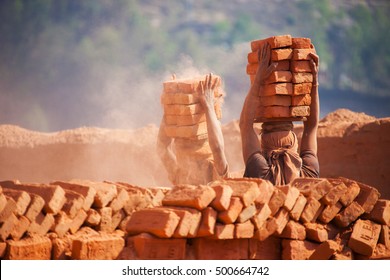 Workers In A Brick Factory