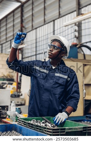 Workers Factory or Engineering work at factory site check up machine or products in site. Foreman or Technician checking Material or Machine on Plant. Heavy industry factory concept.