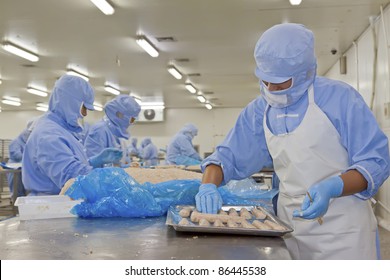 workers in food processing production line in a factory in north china - Shutterstock ID 86445538