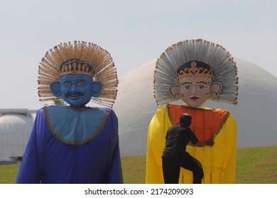 Workers Install Giant Betawi Ondels At Taman Ismail Marzuki (TIM), Jakarta On June 22, 2021.