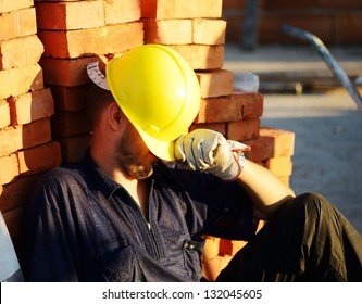 Workers on building construction site