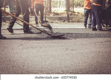 Workers road construction