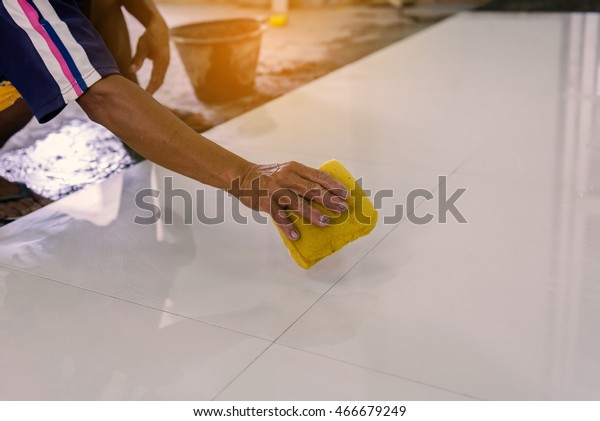Workers Use Tile Work Equipment Renovation Stock Photo Edit Now