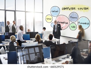 Workers working on whiteboard network graphic overlay