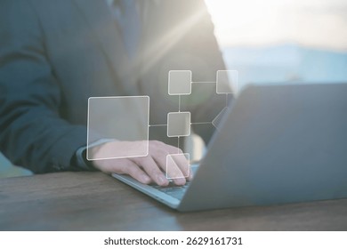 workflow process, model flow diagram of work. concept of design for automation flowchart of business, programming to streamline strategy. scheme chart of solution business, implement software