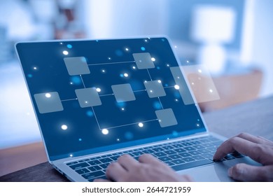 workflow process, programming to streamline strategy, and implement software. Concept of design for automation flowchart of business, model flow diagram of work. Scheme chart of the solution business