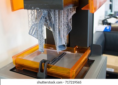 Working 3d Printer. Automation Technology 3D Printing A Modern Swimming Mask.