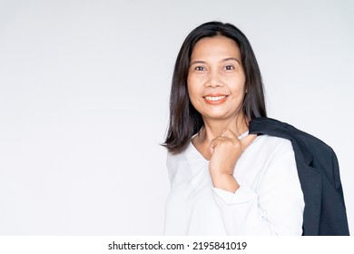 Working Business Woman In Black Suit Jacket Holding Labtop Computer