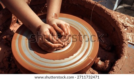 Working With Clay Pot in Ceramic Workshop Art