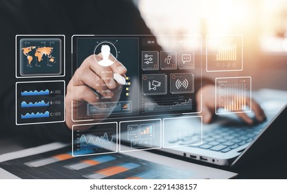 Working Data Analytics and Data Management Systems and Metrics connected to corporate strategy database for Finance, Intelligence,  Business Analytics with Key Performance Indicators, social network  