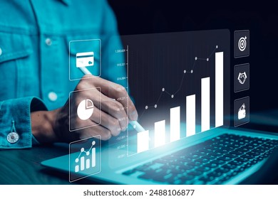 Working Data Analytics and Data Management Systems and Metrics connected to corporate strategy database for Finance, Intelligence,  Business Analytics with Key Performance Indicators, social network  
