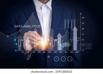 Working Data Analytics and Data Management Systems and Metrics connected to corporate strategy database for Finance, Intelligence, Business Analytics with Key Performance Indicators, social network