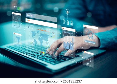 Working Data Analytics and Data Management Systems and Metrics connected to corporate strategy database for Finance, Intelligence, Business Analytics with Key Performance Indicators, social network