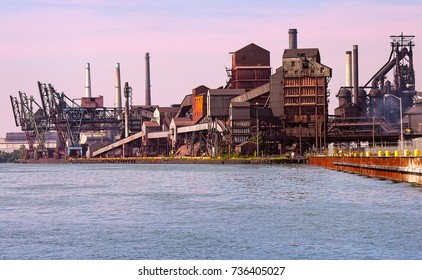 Working Detroit River Automotive Steel Mill