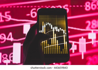 Working with digital tablet computer and smart phone with digital business strategy layer effect and the digital chart.